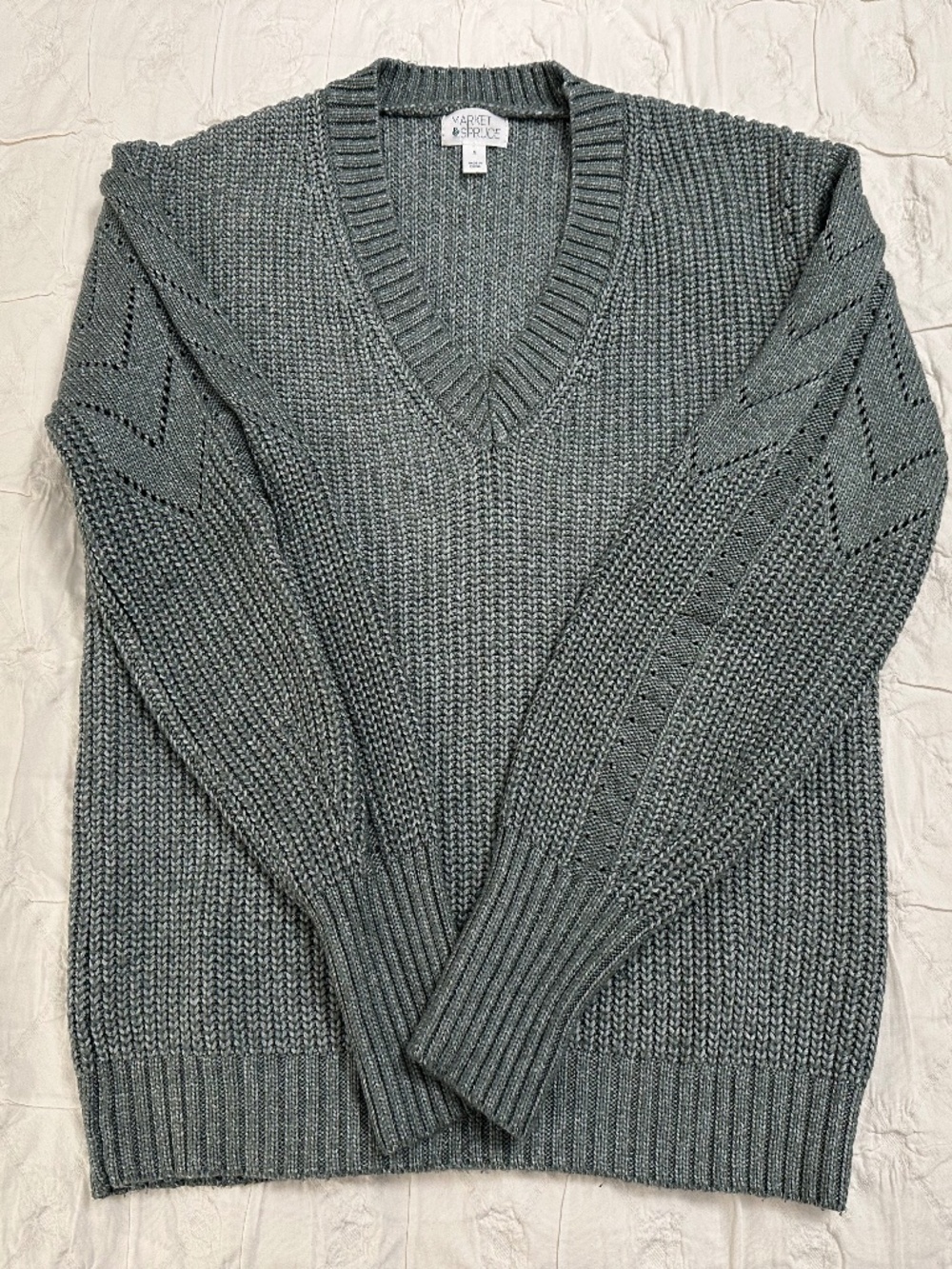 Market & Spruce V-Neck Green sweater, size S